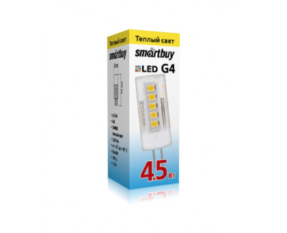 Светодиодная (LED) лампа Smartbuy-G4-4,5W/3000/G4 (SBL-G4 4_5-30K) G4 Капсула 4,5 Вт Теплый белый