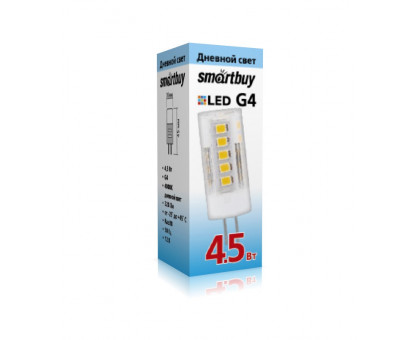 Светодиодная (LED) лампа Smartbuy-G4-4,5W/4000/G4 (SBL-G4 4_5-40K) G4 Капсула 4,5 Вт Холодный белый