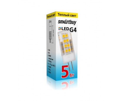 Светодиодная (LED) лампа Smartbuy-G4-220V-5W/3000/G4 (SBL-G4220 5-30K) G4 Капсула 5 Вт Теплый белый