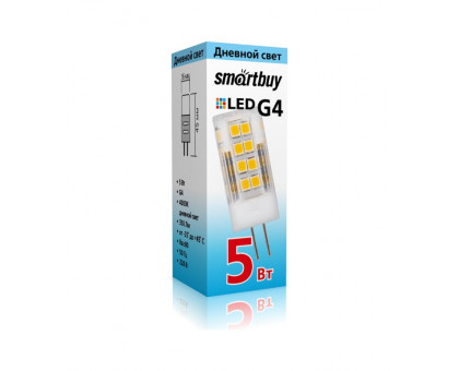 Светодиодная (LED) лампа Smartbuy-G4-220V-5W/4000/G4 (SBL-G4220 5-40K) G4 Капсула 5 Вт Холодный белый