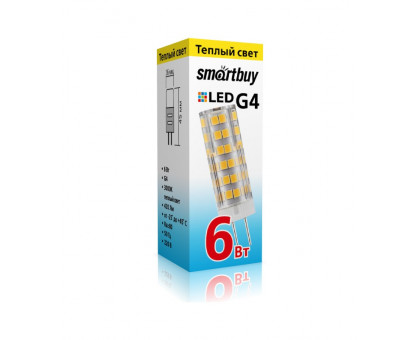 Светодиодная (LED) лампа Smartbuy-G4-220V-6W/3000/G4 (SBL-G4220 6-30K) G4 Капсула 6 Вт Теплый белый