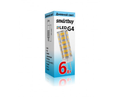 Светодиодная (LED) лампа Smartbuy-G4-220V-6W/4000/G4 (SBL-G4220 6-40K) G4 Капсула 6 Вт Холодный белый