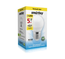 Светодиодная (LED) лампа Smartbuy-G45-05W/3000/E27 (SBL-G45-05-30K-E27) Е27 Шар 5 Вт Теплый белый