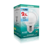 Светодиодная (LED) лампа Smartbuy-G45-9,5W/4000/E27 (SBL-G45-9_5-40K-E27) Е27 Шар 9,5 Вт Холодный белый