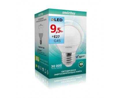 Светодиодная (LED) лампа Smartbuy-G45-9,5W/4000/E27 (SBL-G45-9_5-40K-E27) Е27 Шар 9,5 Вт Холодный белый