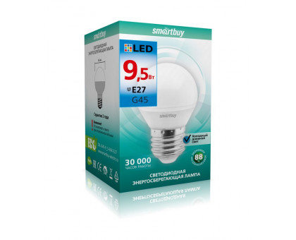 Светодиодная (LED) лампа Smartbuy-G45-9,5W/6000/E27 (SBL-G45-9_5-60K-E27) Е27 Шар 9,5 Вт Дневной белый