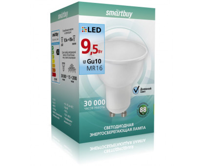 Светодиодная (LED) лампа Smartbuy-Gu10-9_5W/4000 (SBL-GU10-9_5-40K) GU10 Рефлектор 9,5 Вт Холодный белый