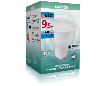 Светодиодная (LED) лампа Smartbuy-Gu10-9_5W/6000 (SBL-GU10-9_5-60K) GU10 Рефлектор 9,5 Вт Дневной белый