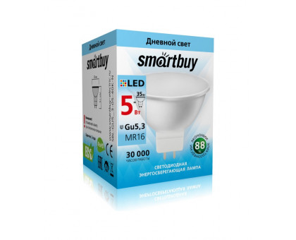 Светодиодная (LED) лампа Smartbuy-Gu5,3-05W/4000 (SBL-GU5_3-05-40K-N) GU5.3 Рефлектор 5 Вт Холодный белый