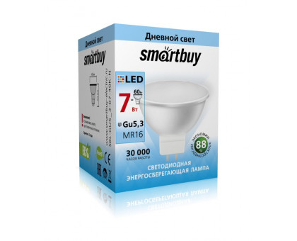 Светодиодная (LED) лампа Smartbuy-Gu5,3-07W/4000 (SBL-GU5_3-07-40K-N) GU5.3 Рефлектор 7 Вт Холодный белый