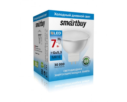 Светодиодная (LED) лампа Smartbuy-GU5,3-07W/6000 (SBL-GU5_3-07-60K-N) GU5.3 Рефлектор 7 Вт Дневной белый