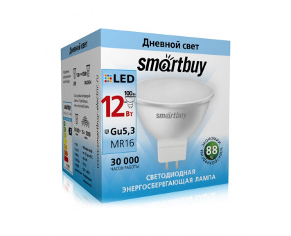 Светодиодная (LED) лампа Smartbuy-Gu5,3-12W/4000 (SBL-GU5_3-12-40K) GU5.3 Рефлектор 12 Вт Холодный белый