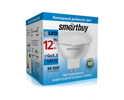Светодиодная (LED) лампа Smartbuy-Gu5,3-12W/6000 (SBL-GU5_3-12-60K) GU5.3 Рефлектор 12 Вт Дневной белый