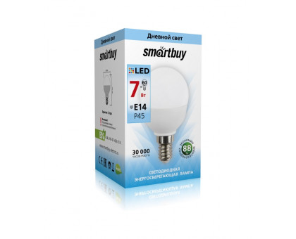 Светодиодная (LED) лампа Smartbuy-P45-07W/4000/E14 (SBL-P45-07-40K-E14) Е14 Шар 7 Вт Холодный белый