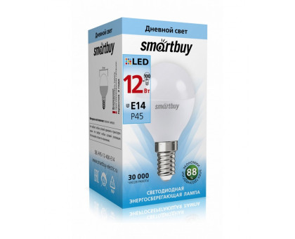 Светодиодная (LED) лампа Smartbuy-P45-12W/4000/E14 (SBL-P45-12-40K-E14) Е14 Шар 12 Вт Холодный белый