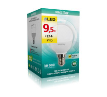 Светодиодная (LED) лампа Smartbuy-P45-9,5W/3000/E14 (SBL-P45-9_5-30K-E14) Е14 Шар 9,5 Вт Теплый белый