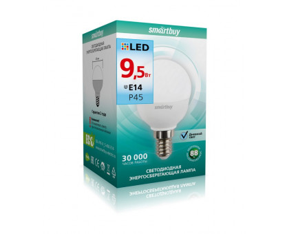 Светодиодная (LED) лампа Smartbuy-P45-9,5W/4000/E14 (SBL-P45-9_5-40K-E14) Е14 Шар 9,5 Вт Холодный белый