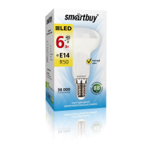 Светодиодная (LED) лампа Smartbuy-R50-06W/3000/E14 (SBL-R50-06-30K-E14-A) Е14 Рефлектор 6 Вт Теплый белый