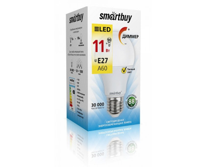 Светодиодная (LED) лампа Smartbuy 11Вт 3000K Груша (SBL-A60D-11-30K-E27) Теплый белый свет