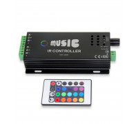 Аудиоконтроллер RGB для светодиодной (LED) ленты ICLED 12-24 В 10А 120/240 Вт (30822) с кнопочным пультом