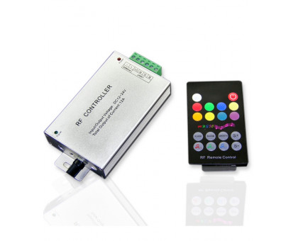 Аудиоконтроллер RGB для светодиодной (LED) ленты ICLED 12-24 В 12А 144/288 Вт (52394) с кнопочным пультом