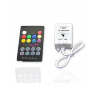 Аудиоконтроллер RGB для светодиодной (LED) ленты ICLED 12-24 В 6А 72/144 Вт (52395) с кнопочным пультом