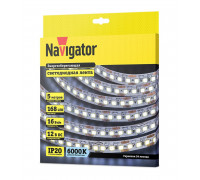 Светодиодная (LED) лента Navigator 12 Вольт 2835 NLS-2835CW168-16-IP20-12V 16 Вт/м (14455) Холодный белый свет
