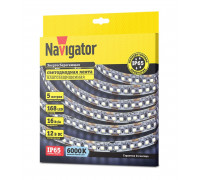 Светодиодная (LED) лента Navigator 12 Вольт 2835 NLS-2835CW168-16-IP65-12V 16 Вт/м (14456) Холодный белый свет