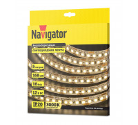 Светодиодная (LED) лента Navigator 12 Вольт 2835 NLS-2835WW168-16-IP20-12V 16 Вт/м (14457) Теплый белый свет