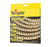 Светодиодная (LED) лента Navigator 12 Вольт 2835 NLS-2835WW168-16-IP20-12V 16 Вт/м (14457) Теплый белый свет