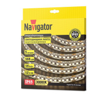 Светодиодная (LED) лента Navigator 12 Вольт 2835 NLS-2835WW168-16-IP65-12V 16 Вт/м (14458) Теплый белый свет