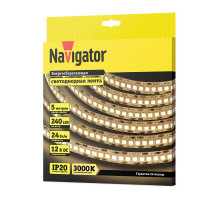 Светодиодная (LED) лента Navigator 12 Вольт 2835 NLS-2835WW240-24-IP20-12V 24 Вт/м (14461) Теплый белый свет