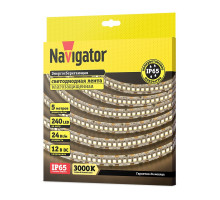 Светодиодная (LED) лента Navigator 12 Вольт 2835 NLS-2835WW240-24-IP65-12V 24 Вт/м (14462) Теплый белый свет