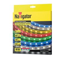 Светодиодная (LED) лента Navigator 12 Вольт 5050 NLS-5050RGBW60-10-IP20-12V 10 Вт/м (14467) RGBW свет