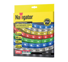 Светодиодная (LED) лента Navigator 12 Вольт 5050 NLS-5050RGBW60-10-IP65-12V 10 Вт/м (14468) RGBW свет