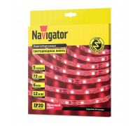 Светодиодная (LED) лента Navigator 12 Вольт 2835 NLS-2835RST72-6-IP20-12V 6 Вт/м (14472) Красный свет