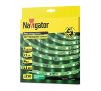 Светодиодная (LED) лента Navigator 12 Вольт 2835 NLS-2835GST72-6-IP20-12V 6 Вт/м (14474) Зеленый свет
