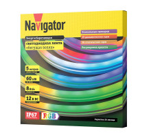 Светодиодная (LED) лента Navigator 12 Вольт 5050 NLS-5050RGBM60-8-IP67-12V-NEONLED 8 Вт/м (14475) RGB свет