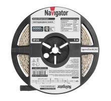 Светодиодная (LED) лента 12 Вольт Navigator NLS-3528СW60-4.8-IP20-12V R5 4,8 Вт/м (71762) Холодный белый свет