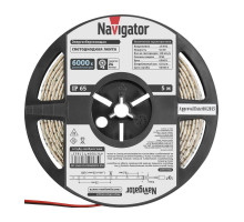 Светодиодная (LED) лента 12 Вольт Navigator NLS-3528СW120-9.6-IP65-12V R5 9,6 Вт/м (71765) Дневной белый свет