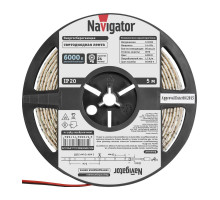 Светодиодная (LED) лента 12 Вольт Navigator NLS-5050СW60-14.4-IP20-12V R5 14,4 Вт/м (71768) Холодный белый свет