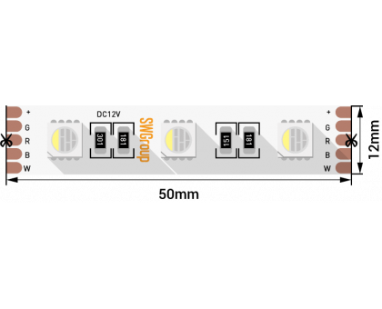 Светодидодная (LED) лента SWG 12В 5050 SWG560-12-19.2-RGB+W-M 19,2 Вт/м RGB+6000K (009713) RGB + холодный белый свет