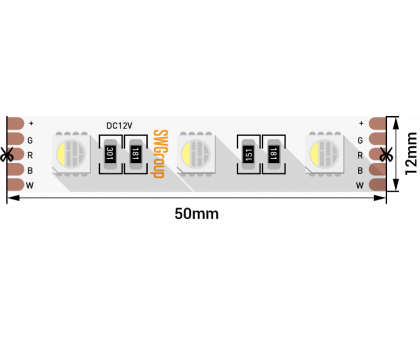 Светодидодная (LED) лента SWG 12В 5050 SWG560-12-19.2-RGB+NW-M 19,2 Вт/м RGB+4500K (009712) RGB + Дневной белый свет