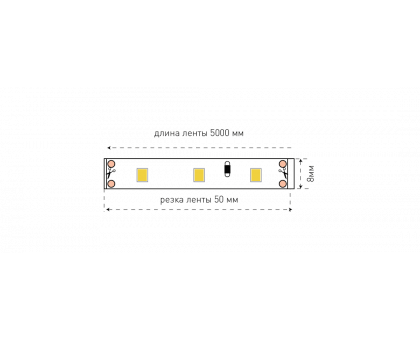 Светодидодная (LED) лента SWG 12В 2835 ECO-SWG260-12-4.8-W 4,8 Вт/м 6000-6500K (001693) Холодный белый свет