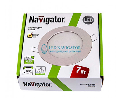 Круглый встраиваемый светодиодный (LED) светильник 120х24 Navigator NLP-R1-7W-R120-830-SL-LED 7Вт 4000К IP20 (71376) Серебро