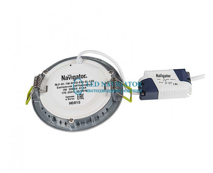 Круглый встраиваемый светодиодный (LED) светильник 120х24 Navigator NLP-R1-7W-R120-830-SL-LED 7Вт 4000К IP20 (71376) Серебро
