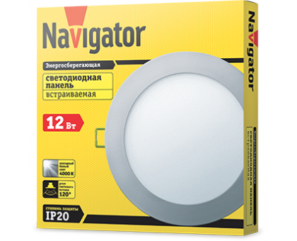 Круглый встраиваемый светодиодный (LED) светильник 170х24 Navigator NLP-R1-12W-R170-840-SL-LED 12Вт 4000К IP20 (71379) Серебро