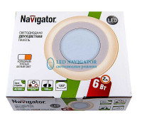 Круглый встраиваемый светодиодный (LED) светильник 140х20 Navigator NLP-RC2-6+2W-R140-WWW-LED 6/2Вт 4000/2700 IP20 (71820) Белый