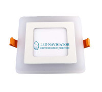 Квадратлый встраиваемый светодиодный (LED) светильник 140х140х20 Navigator NLP-SC2-6+2W-WWW-LED 6/2Вт 4000/2700 IP20 (71824) Белый