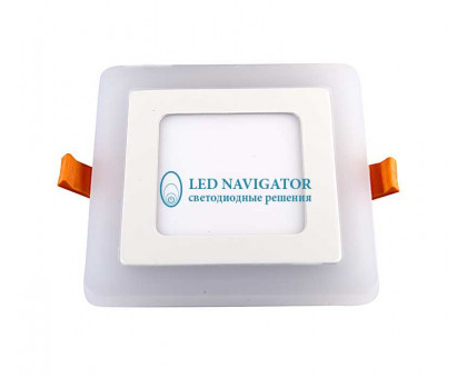 Квадратлый встраиваемый светодиодный (LED) светильник 140х140х20 Navigator NLP-SC2-6+2W-WWW-LED 6/2Вт 4000/2700 IP20 (71824) Белый